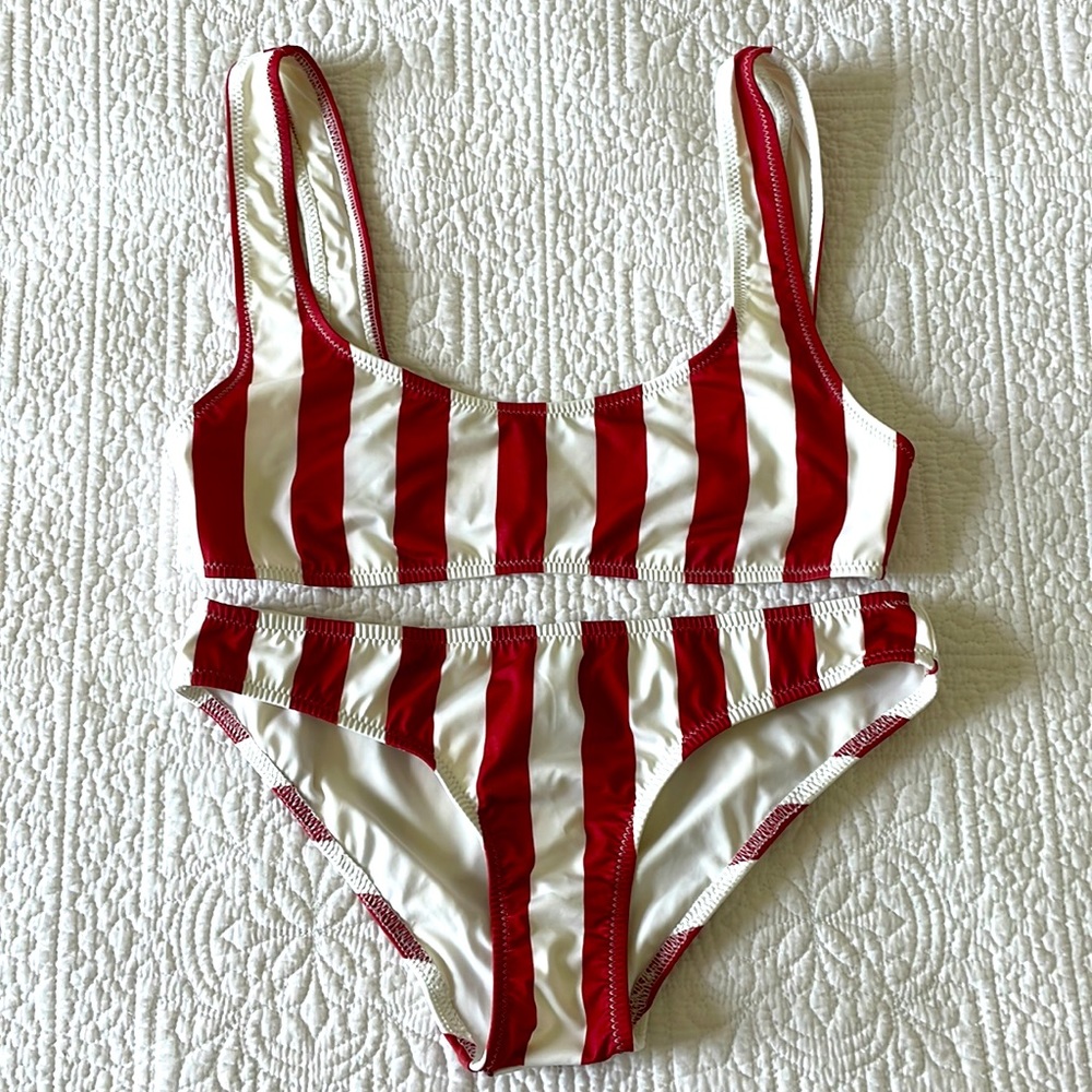 Solid & Striped Bikini Set Size Medium - image 3